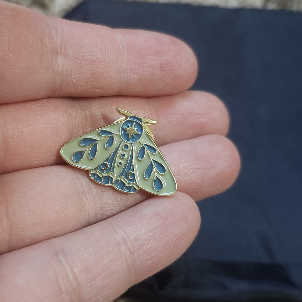 Elegant‎ Gold and Blue Moth Brooch